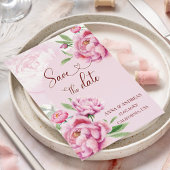 Blush Pink Peony Save the Date Card Kaart