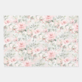 Blush Pink Peony Silver Eucalyptus Greenery Floral Inpakpapier Vel (Voorkant 3)