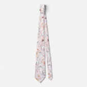 Blush Pink Peony Silver Gray Eucalyptus Weddenscha Stropdas (Voorkant)