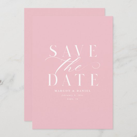 Blush Pink Peony Simple Save the Date No Photo QR (Voorkant / Achterkant)