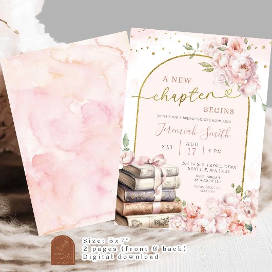 Blush Pink Peony Storybook Theme Vrijgezellenfeest Kaart