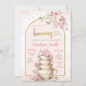 Blush Pink Peony Tea Party Baby shower Kaart (Voorkant)