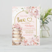 Blush Pink Peony Tea voor twee verjaardagsfeestjes Kaart (Staand voorkant)