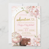Blush Pink Peony Travel Adventure Vrijgezellenfees Kaart (Voorkant)
