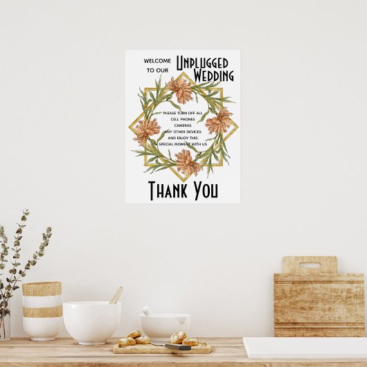 Blush Pink Peony Unplugged Weddenbord Poster (Keuken)