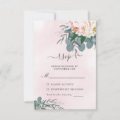 Blush Pink Peony Waterverf Eucalyptus Weddenschap RSVP Kaartje (Voorkant)