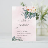Blush Pink Peony Waterverf Eucalyptus Weddenschap RSVP Kaartje (Staand voorkant)