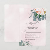 Blush Pink Peony Waterverf Eucalyptus Weddenschap RSVP Kaartje (Voorkant / Achterkant)