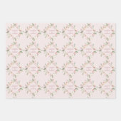 Blush Pink Peony Waterverf Floral Spring Wedding Inpakpapier Vel (Voorkant 3)