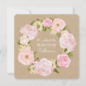 Blush Pink Peony Wreath Kraft Paper Vrijgezellenfe Kaart (Voorkant)
