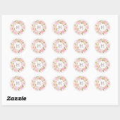 Blush Pink Peony Wreath Monogram Weddenschap Ronde Sticker (Vel)