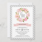 Blush Pink Peony Wreath Rehearsal Dinner Kaart (Voorkant)