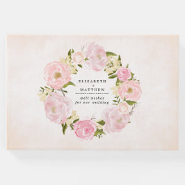 Blush Pink Peony Wreath Waterverf Wedding Gastenboek