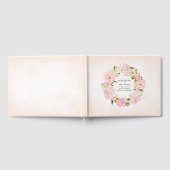 Blush Pink Peony Wreath Waterverf Wedding Gastenboek (Volledig)