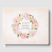 Blush Pink Peony Wreath Waterverf Wedding Gastenboek (Voorkant)