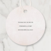 Blush Pink Peony Wreath Weddenschap Bedankt Bedankjes Labels (Achterkant)