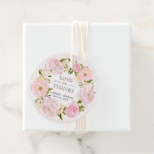 Blush Pink Peony Wreath Weddenschap Bedankt Bedankjes Labels (In situ)