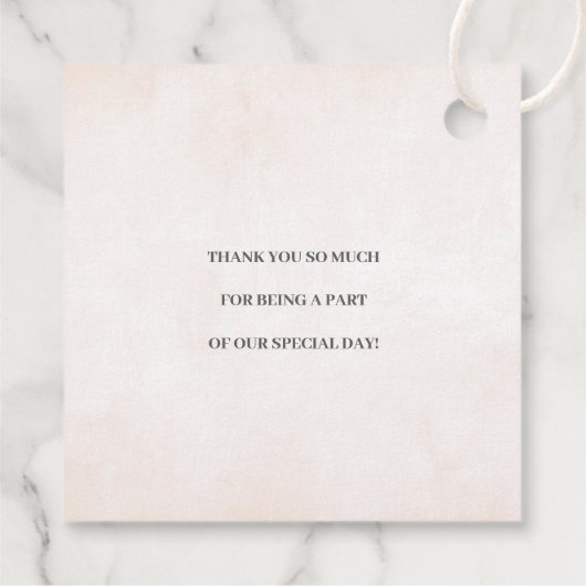 Blush Pink Peony Wreath Weddenschap Bedankt Bedankjes Labels (Achterkant)