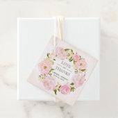 Blush Pink Peony Wreath Weddenschap Bedankt Bedankjes Labels (In situ)