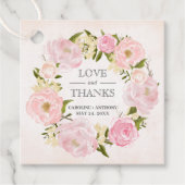 Blush Pink Peony Wreath Weddenschap Bedankt Bedankjes Labels (Voorkant)