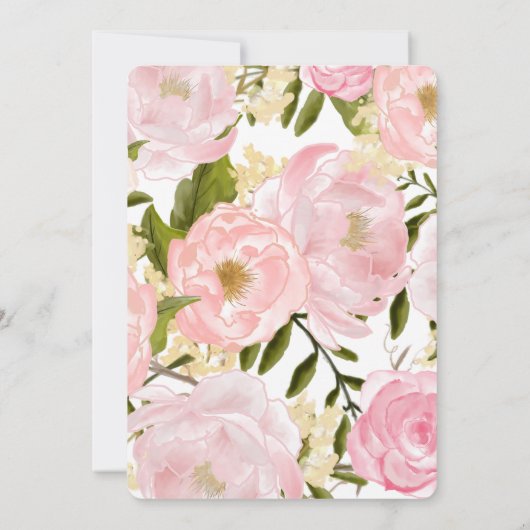 Blush Pink Peony Wreath Wedding Invitation Kaart (Achterkant)