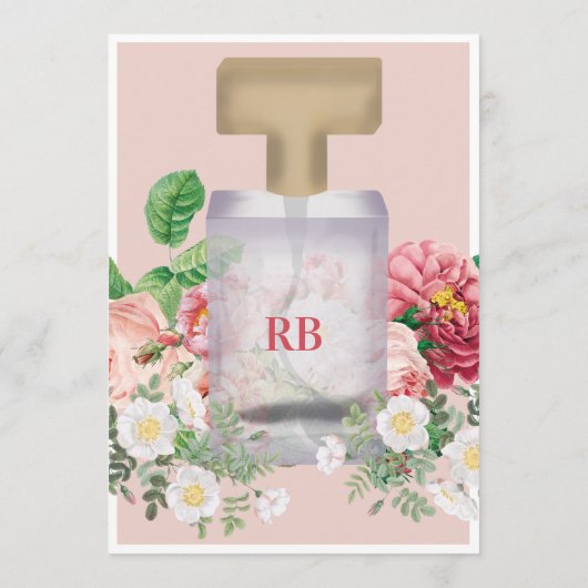 Blush Pink Perfume Bottle Floral Vrijgezellenfeest Menu (Achterkant)