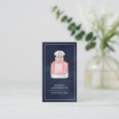 Blush Pink Perfume Fles Navy Blue Visitekaartje (Staand voorkant)