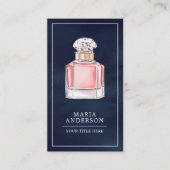 Blush Pink Perfume Fles Navy Blue Visitekaartje (Voorkant)