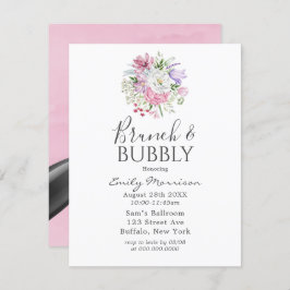 Blush Pink Periwinkle Tulip Brunch & Bubble Kaart