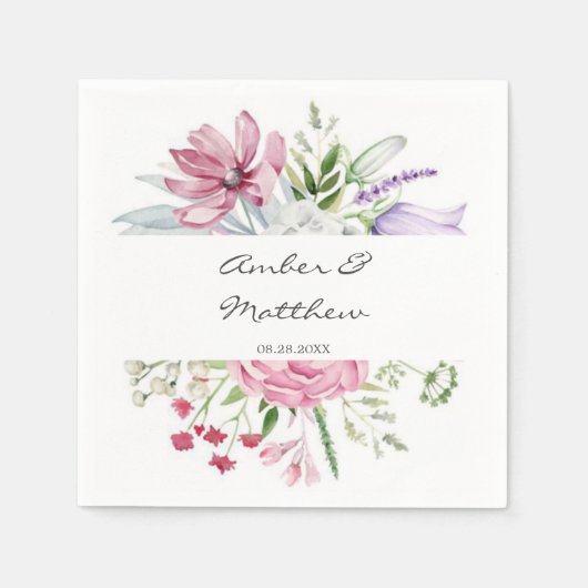 Blush Pink Periwinkle Tulip Wedding Napkins Servet (Voorkant)