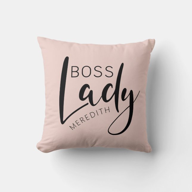 Blush Pink Personalized Boss Lady Logo Kussen (Voorkant)