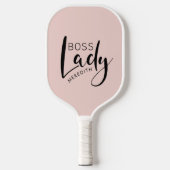 Blush Pink Personalized Boss Lady Logo Pickleball Paddle (Voorkant)