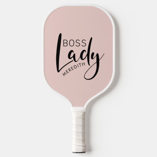 Blush Pink Personalized Boss Lady Logo Pickleball Paddle (Voorkant)