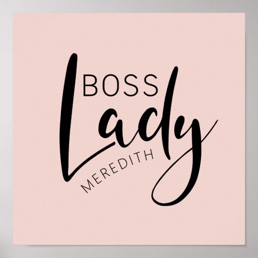 Blush Pink Personalized Boss Lady Logo Poster (Voorkant)