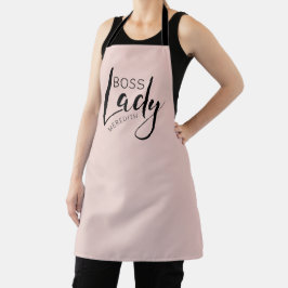 Blush Pink Personalized Boss Lady Logo Schort