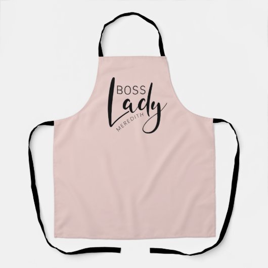 Blush Pink Personalized Boss Lady Logo Schort (Voorkant)