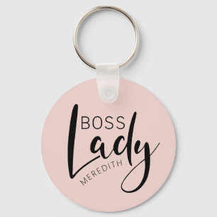 Blush Pink Personalized Boss Lady Logo Sleutelhanger