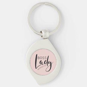 Blush Pink Personalized Boss Lady Logo Sleutelhanger
