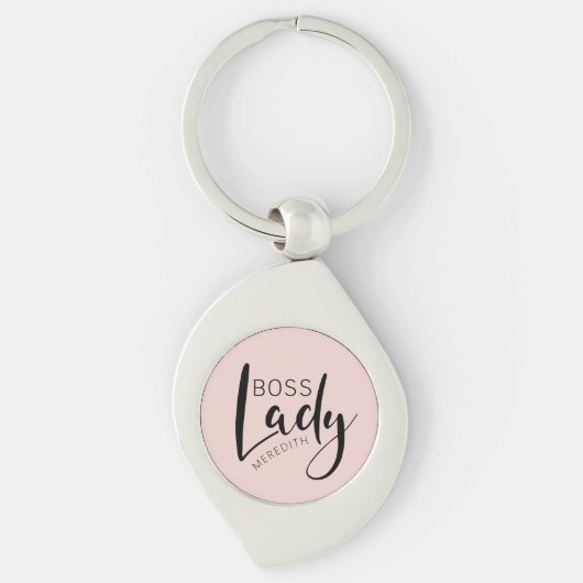 Blush Pink Personalized Boss Lady Logo Sleutelhanger (Voorkant)