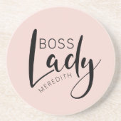 Blush Pink Personalized Boss Lady Logo Zandsteen Onderzetter (Voorkant)