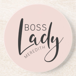 Blush Pink Personalized Boss Lady Logo Zandsteen Onderzetter