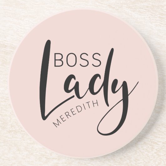 Blush Pink Personalized Boss Lady Logo Zandsteen Onderzetter (Voorkant)