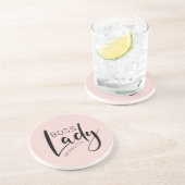Blush Pink Personalized Boss Lady Logo Zandsteen Onderzetter (Zijkant)