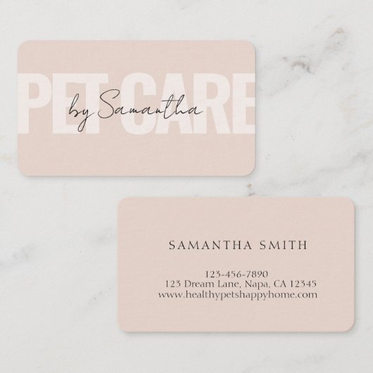 Blush Pink Pet Care Services Soft Visitekaartje (Voorkant / Achterkant)