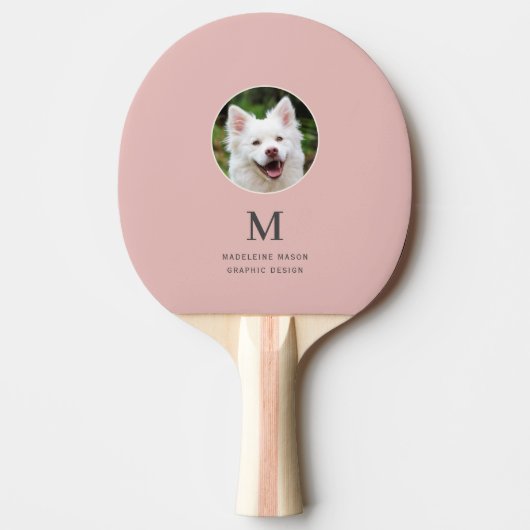 Blush Pink Pet Foto gepersonaliseerd Tafeltennisbatje (Voorkant)