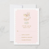 Blush Pink Petals en Prosecco RSVP-kaart RSVP Kaartje (Voorkant)