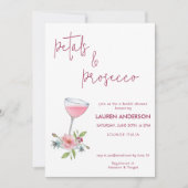 Blush Pink Petals en Prosecco Vrijgezellenfeest Kaart (Voorkant)