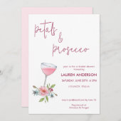 Blush Pink Petals en Prosecco Vrijgezellenfeest Kaart (Voorkant / Achterkant)