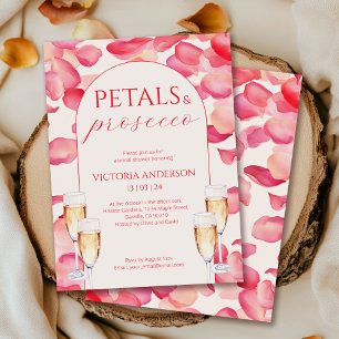 Blush Pink Petals en Prosecco Vrijgezellenfeest Kaart