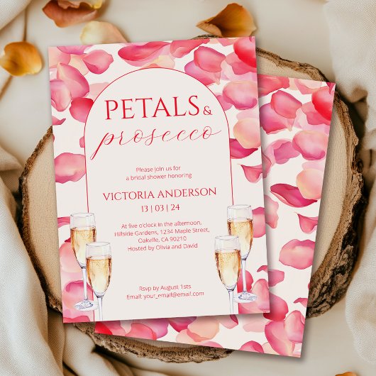 Blush Pink Petals en Prosecco Vrijgezellenfeest Kaart